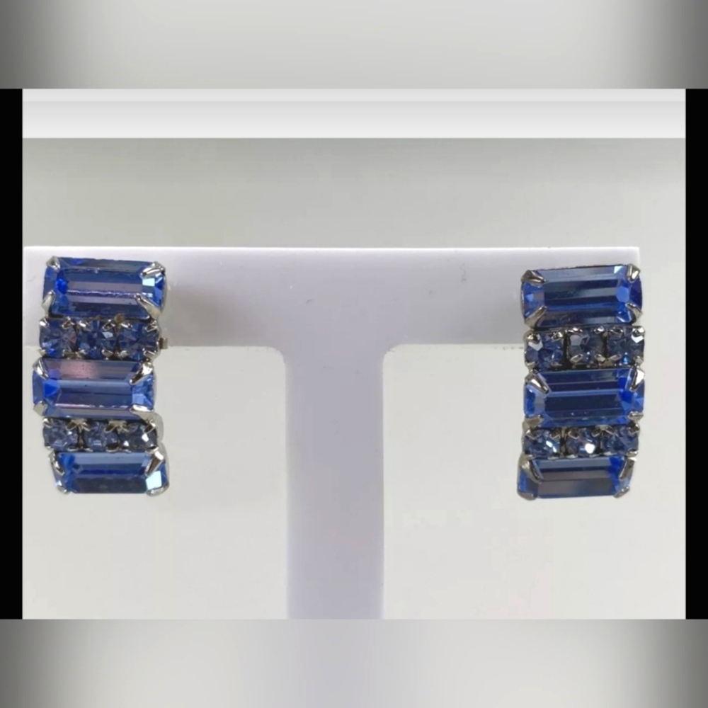 Weiss Ice Blue 1940's Earrings